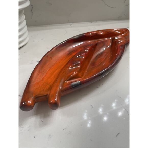 Vintage 70’s Retro Mid-Century Ceramic Leaf Signed Joyce Dated - Picture 2 of 12